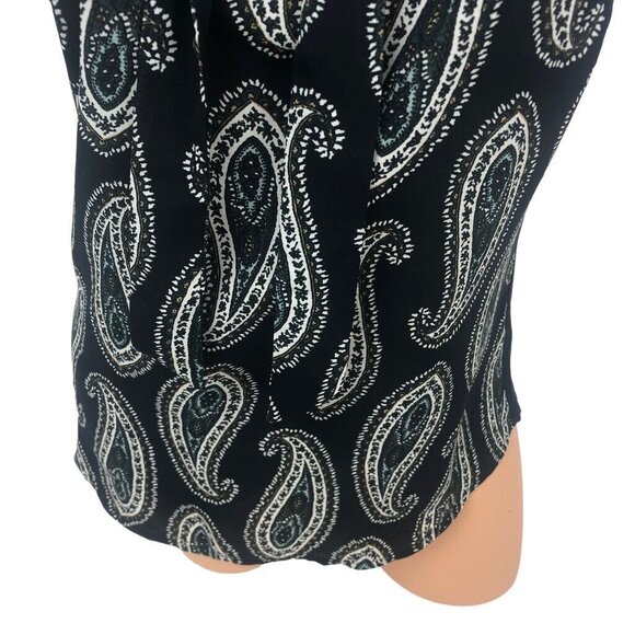 ANN TAYLOR Size S Paisley Print Sleeveless Blouse Top Tie Neck Keyhole Tank Top - Picture 3 of 7